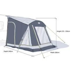 Maypole Stoneleigh 260cm Caravan Porch Awning -Sports Equipment Store 9540 dims 1