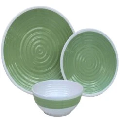 Outdoor Revolution Premium 12pc Melamine Plate And Bowl Set Pastel Lime -Sports Equipment Store tabl1000 1